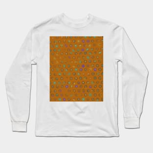 Petroglyph Sun Print, faded pattern on copper brown rust dark orange Long Sleeve T-Shirt